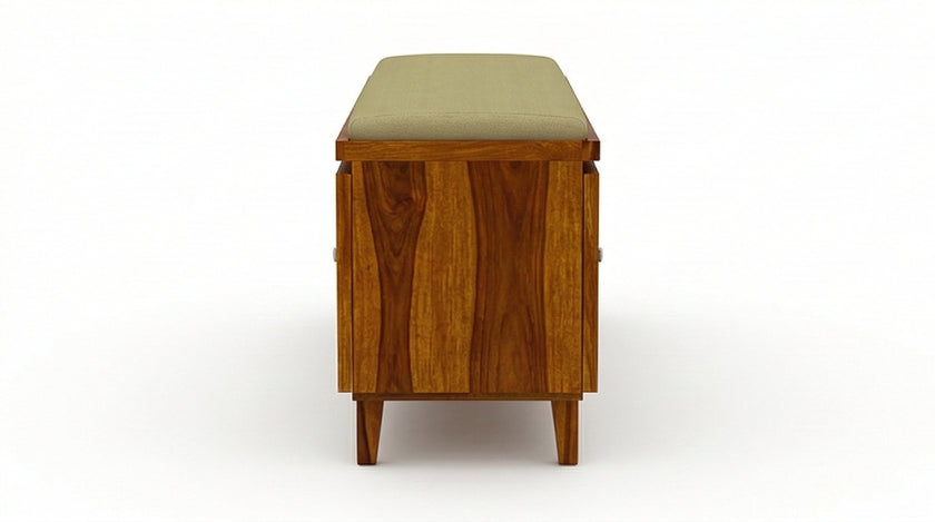 Solid Wood Shoe Rack Bench with Cushioned Seat
