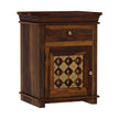 Brass Fusion Sheesham Wood Vintage Carved Bedside Table
