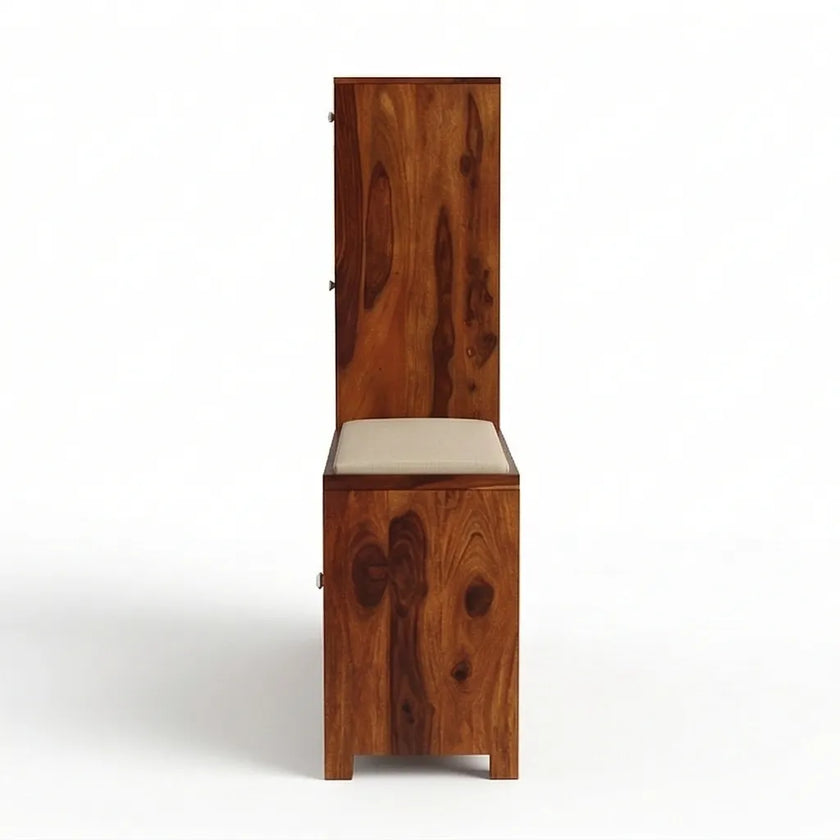 Solid Wood Shoe Rack with Storage Cabinet & Cushioned Bench