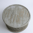 Aarav Carved Round Coffee Table – White Distressed Finish