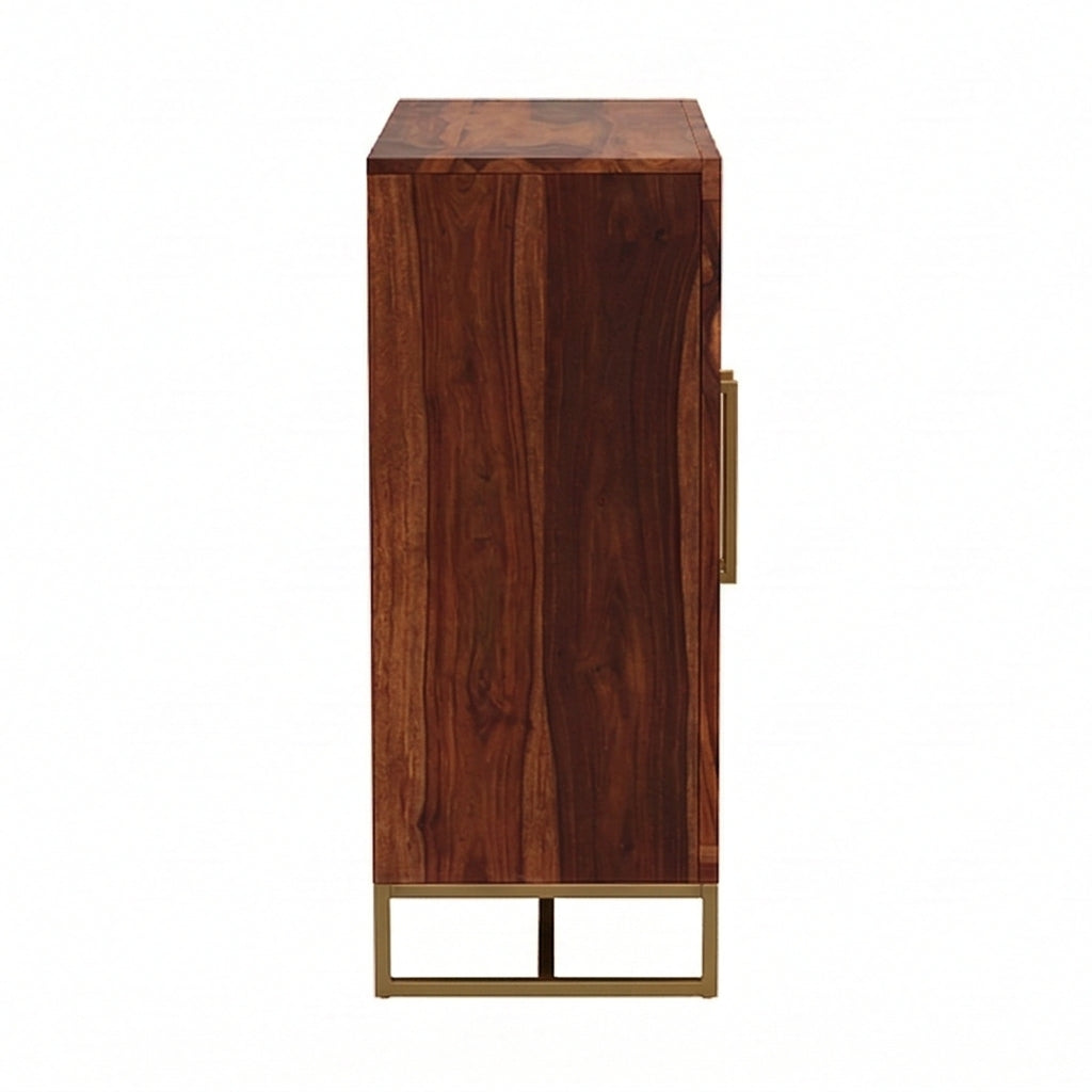 Herringbone Solid Wood Storage Cabinet