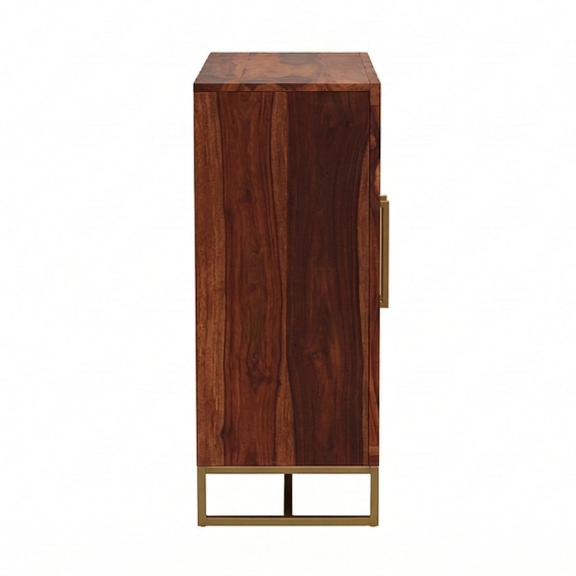 Herringbone Solid Wood Storage Cabinet