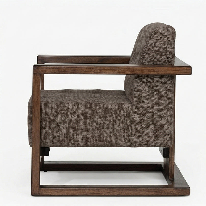 Solid Wood Box Frame Lounge Chair with Cushioned Seat
