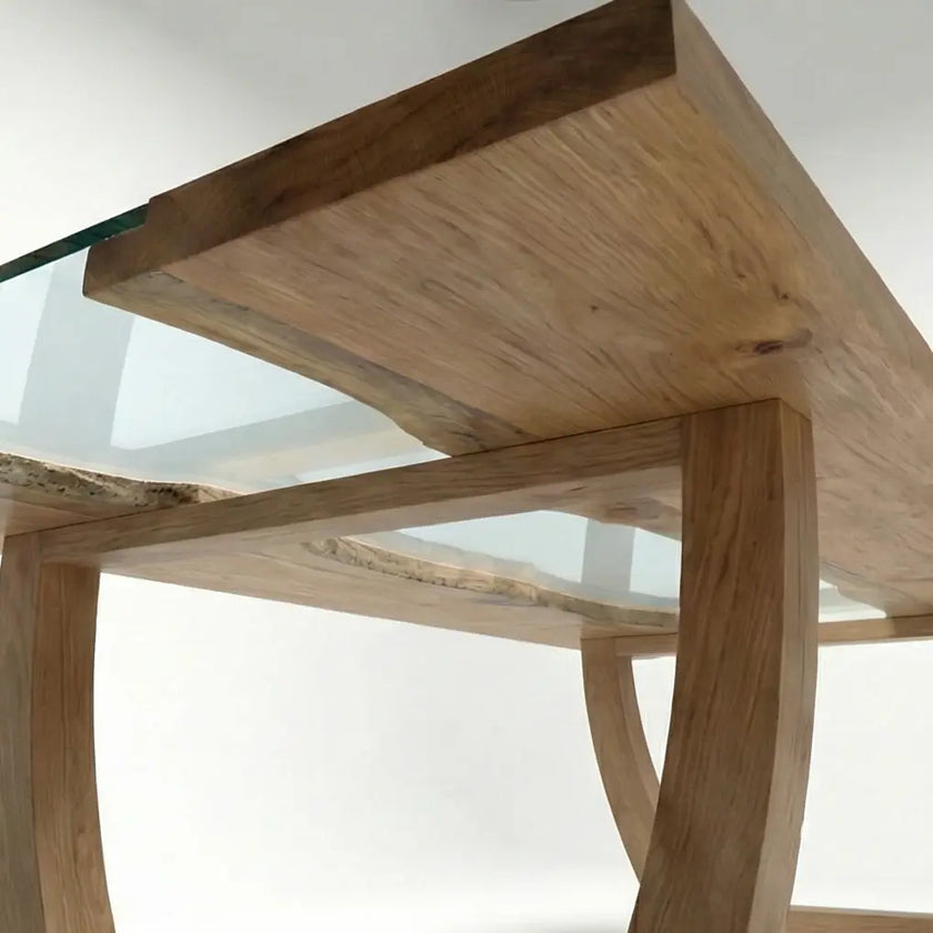 Nolan Solid Wood Glass Top Dining Table with Bench