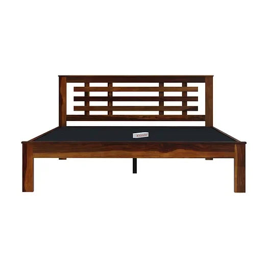 Easter Solid Sheesham Wood Modern Slatted Headboard Bed