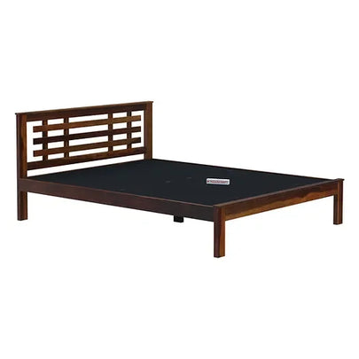 Easter Solid Sheesham Wood Modern Slatted Headboard Bed