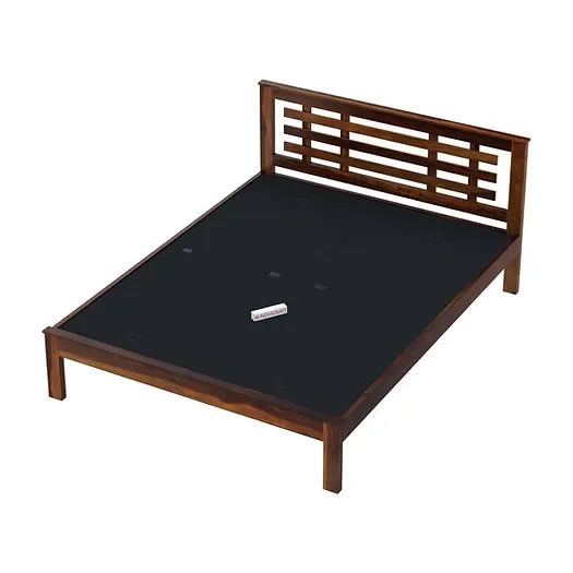 Easter Solid Sheesham Wood Modern Slatted Headboard Bed