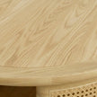 Aprd Round Solid Wood Cane Coffee Table with Storage Shelf