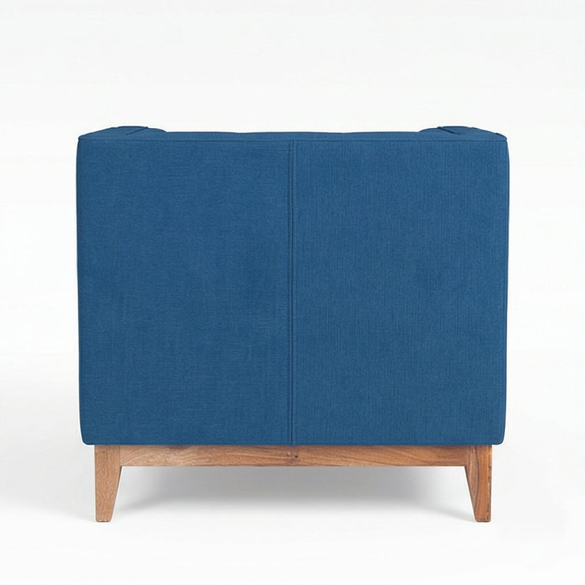 Solid Wood Modern Lounge Chair with Upholstered Fabric Seat