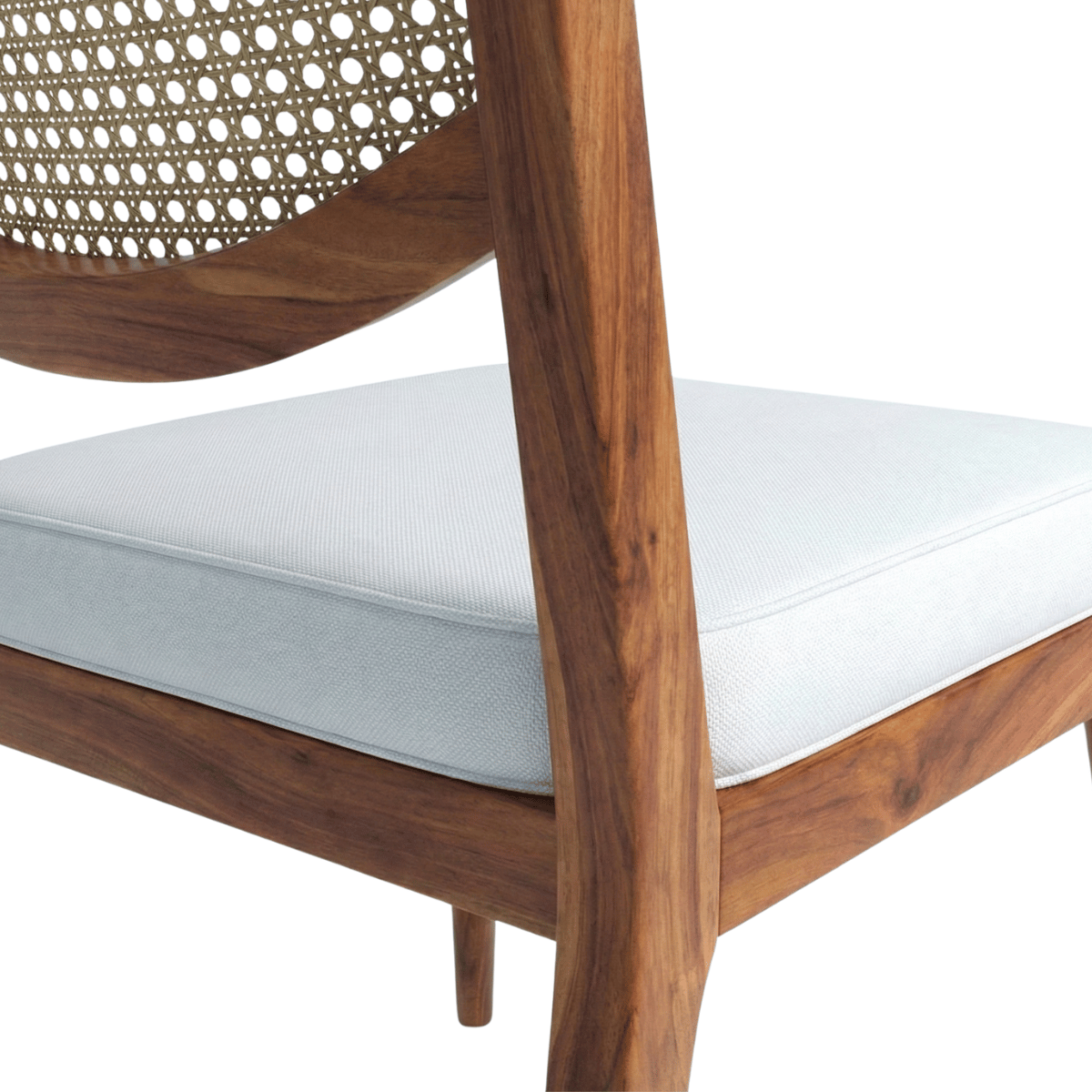 Mibiki Sheesham Wood Chair with Cane Backrest and Upholstered Fabric Seat (Set of 2)