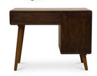 Mid-Century Solid Wood Dressing Table with Cane Drawer & Storage
