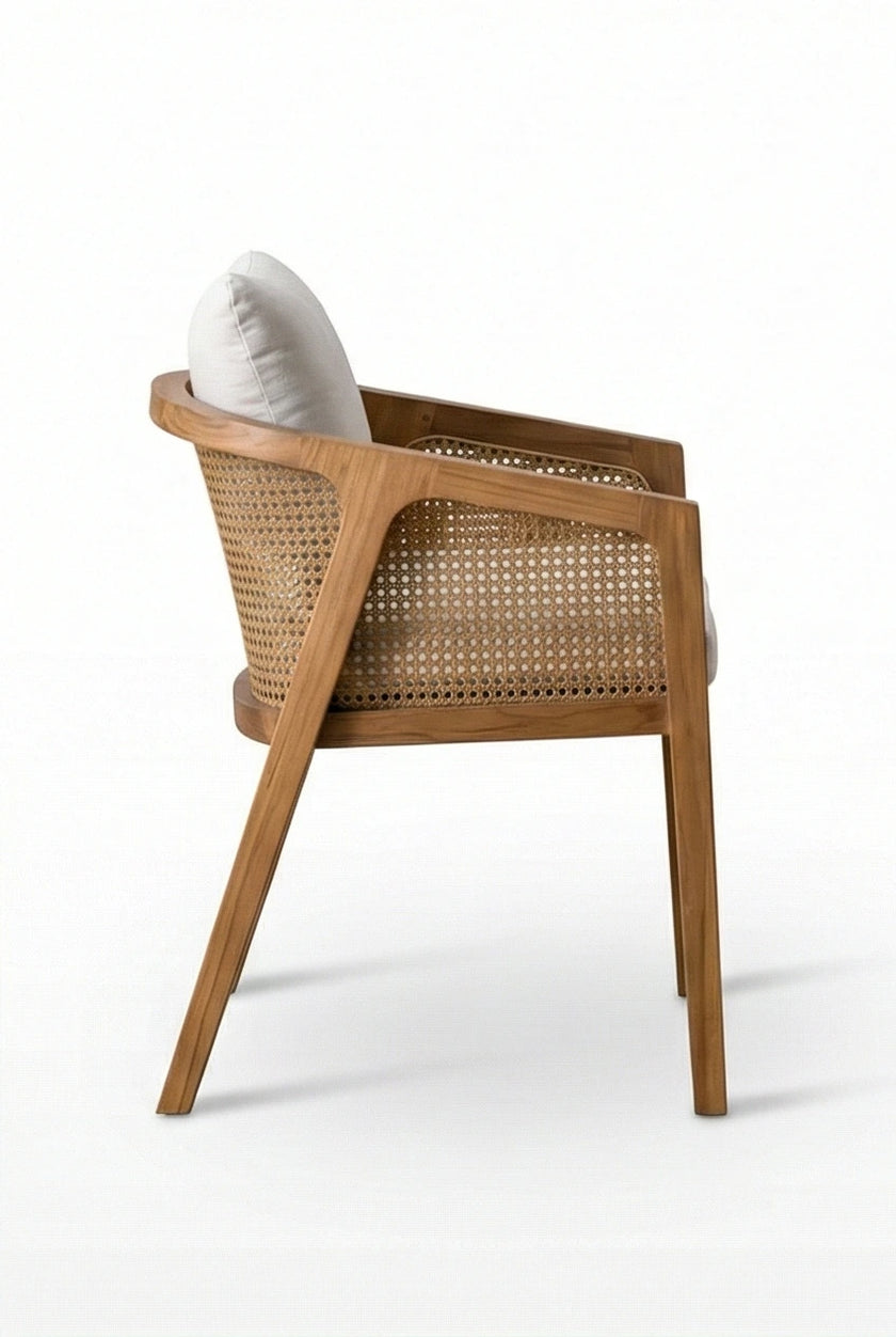 Carnell Solid Wood Cane Lounge Chair