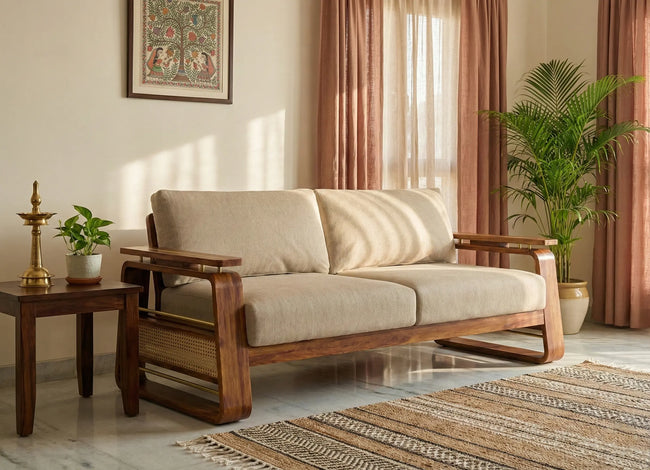Brahmika Solid Wood Sofa – 3 Seater