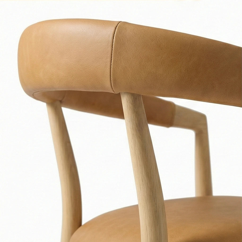 Camelback Upholstered Solid Wood Armchair