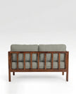 Solid Wood Cane 2-Seater Sofa with Upholstered Cushions