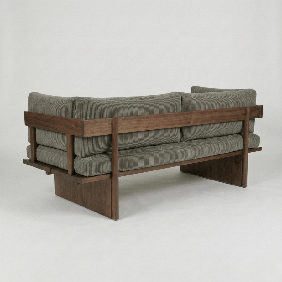 Shelby Solid Wood Upholstered Sofa - Structured Calm with Quiet Authority by Induscraft