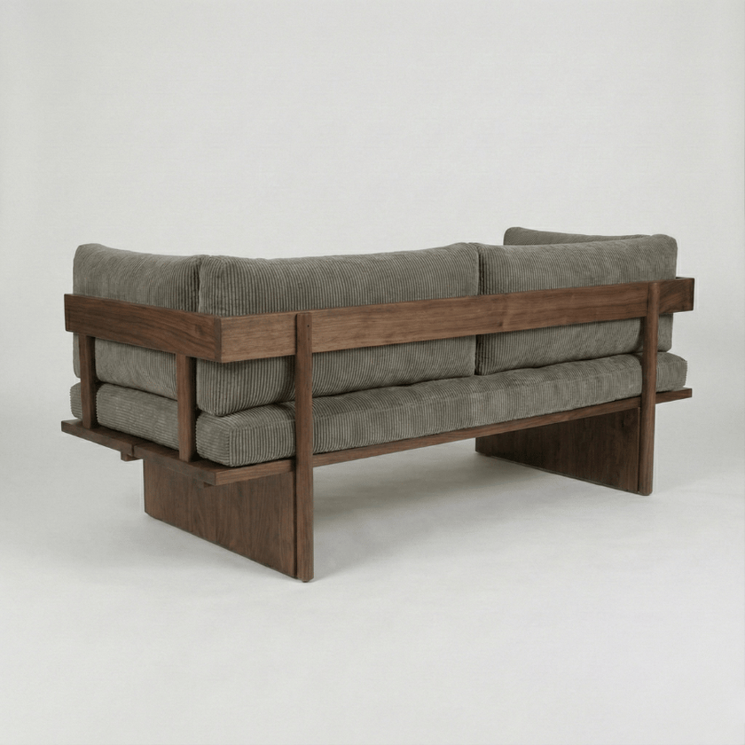 Shelby Solid Wood Upholstered Sofa - Structured Calm with Quiet Authority by Induscraft