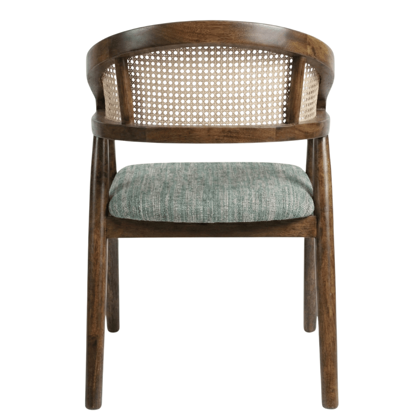 Rivity Solid Sheesham Wood Chair with Cane Backrest and Upholstered Seat (Set of 2)