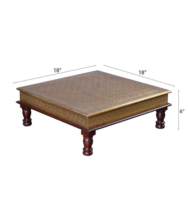 Wooden and Brass Bajot for Pooja Room - Induscraft