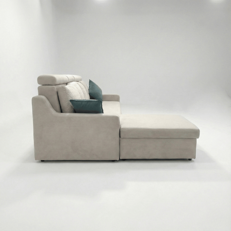 Sirea Solid Wood Upholstered L-Shape Sofa by Induscraft