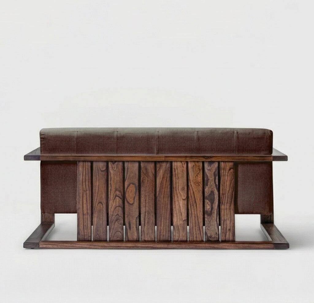 Solid Wood 3-Seater Sofa with Tufted Back Modern Box Frame Fabric Sofa