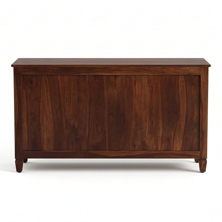 Solid Wood Cane Sideboard Cabinet Wooden Storage Console with Drawers