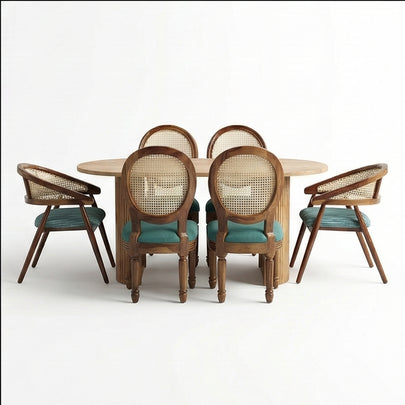 Acacia Wood Oval Dining Set – Option 2