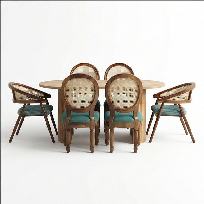 Acacia Wood Oval Dining Set – Option 2