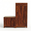 Solid Wood Shoe Rack with Storage Cabinet & Cushioned Bench