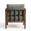 Solid Wood Cane Armchair with Upholstered Cushion Modern Rattan Accent Chair