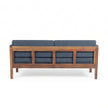 Solid Wood 2-Seater Sofa with Slatted Arms & Cushions Contemporary Wooden Sofa