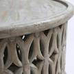 Aarav Carved Round Coffee Table – White Distressed Finish