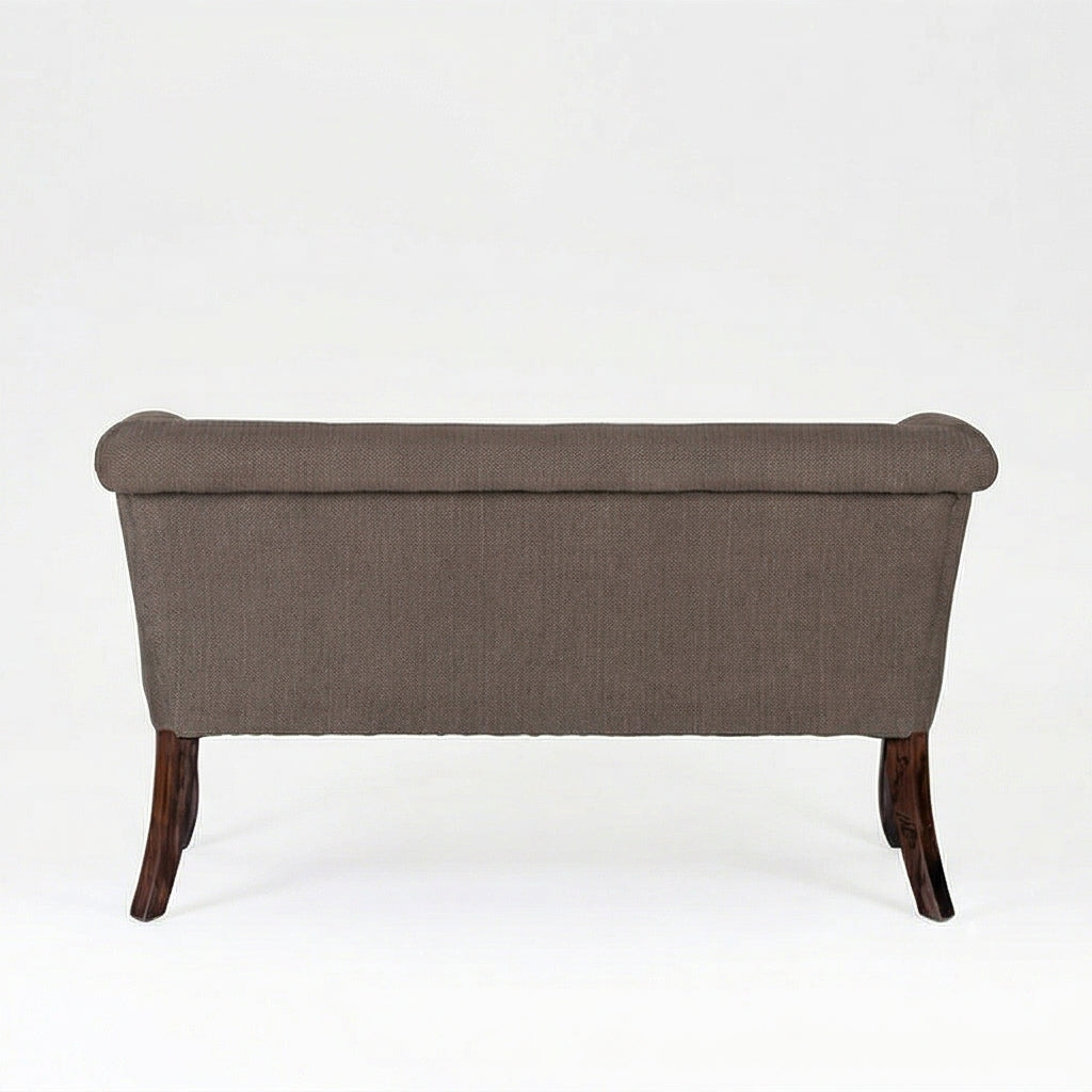 Classic Upholstered Wooden Bench Sofa with Rolled Arms