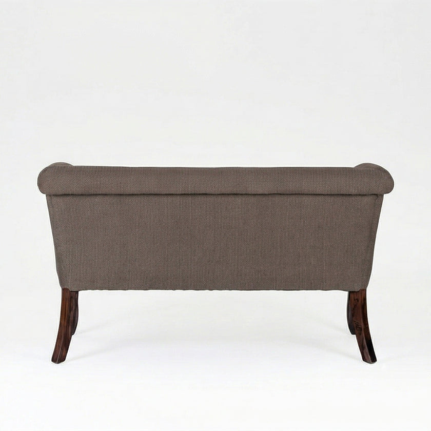 Classic Upholstered Wooden Bench Sofa with Rolled Arms