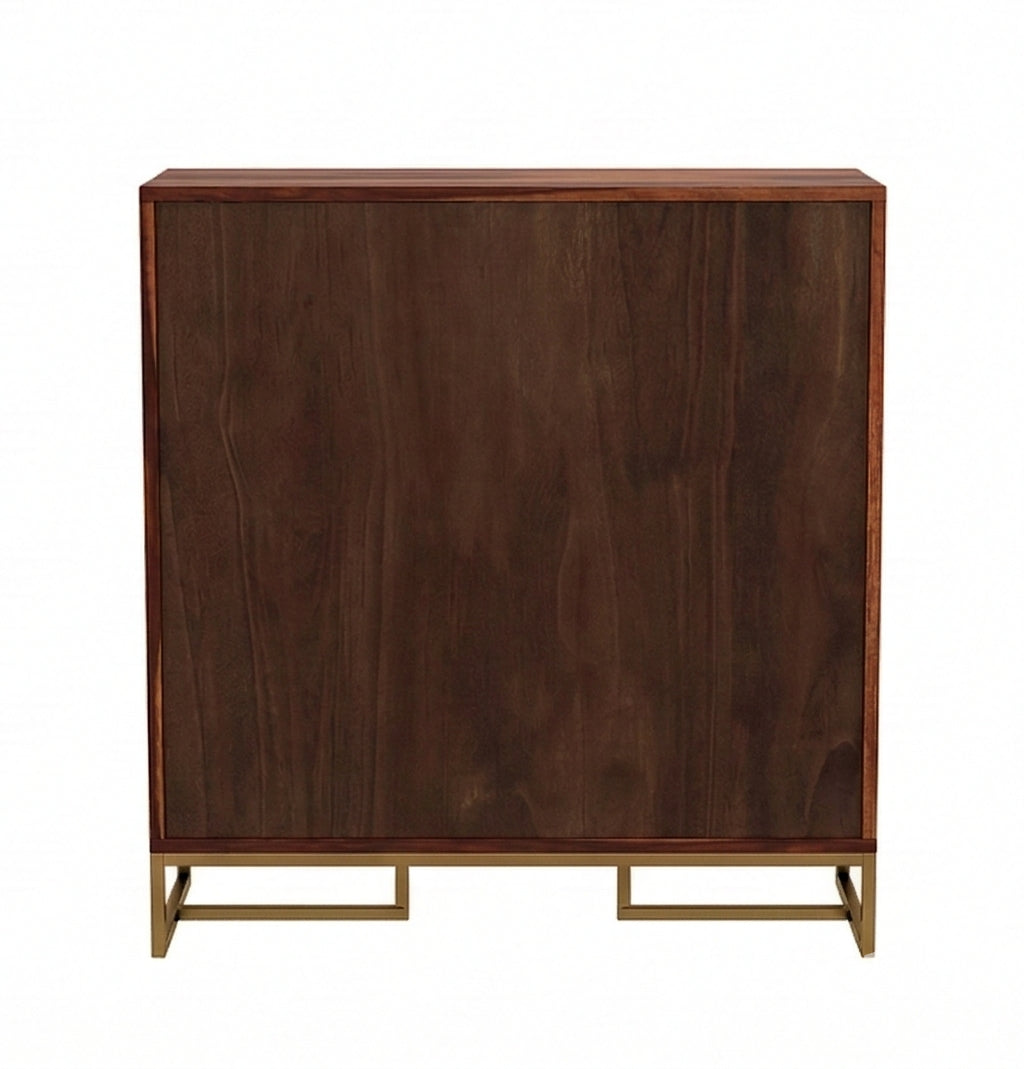 Herringbone Solid Wood Storage Cabinet