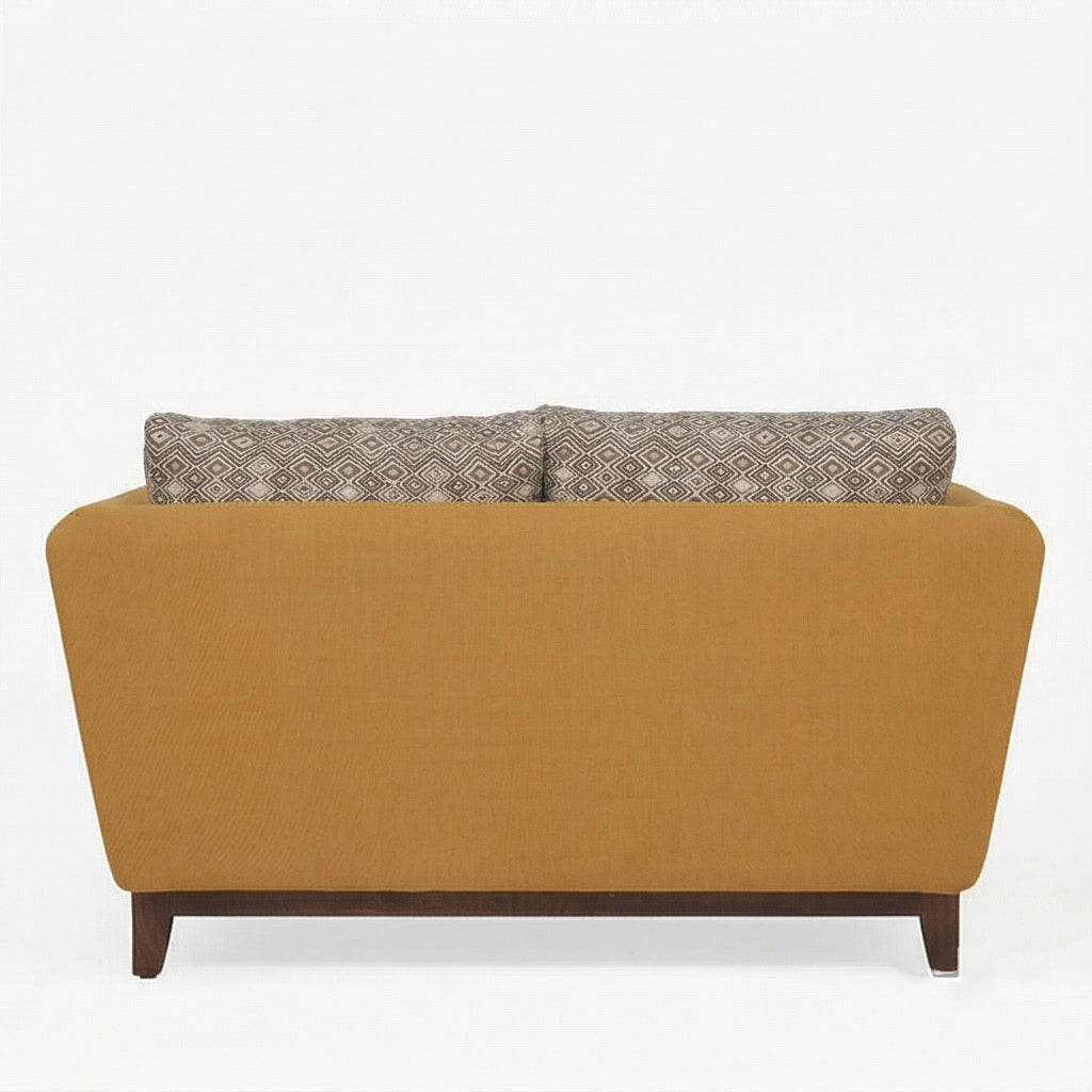 Modern Upholstered 2-Seater Sofa with Solid Wood Base & Patterned Cushions