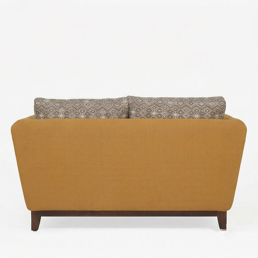 Modern Upholstered 2-Seater Sofa with Solid Wood Base & Patterned Cushions