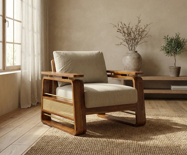 Brahmika Solid Wood Lounge Sofa Chair