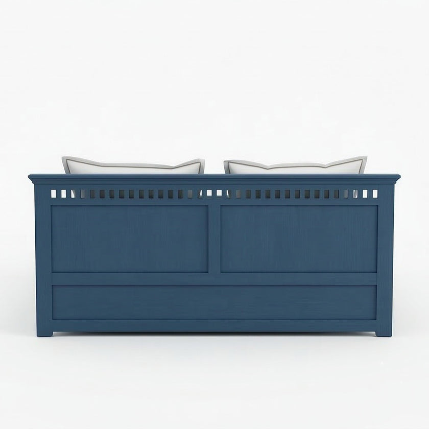 Indigo Blue Solid Wood Bed with Pull-Out Storage Drawer