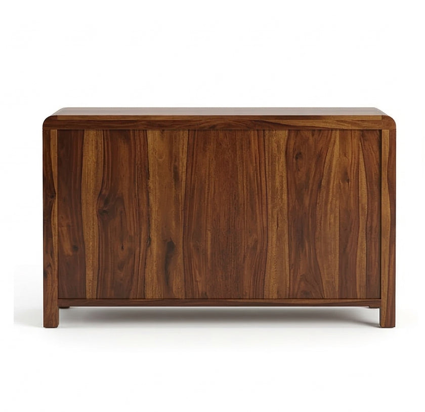 Solid Wood Sideboard Cabinet with Cane Doors & Drawer Storage