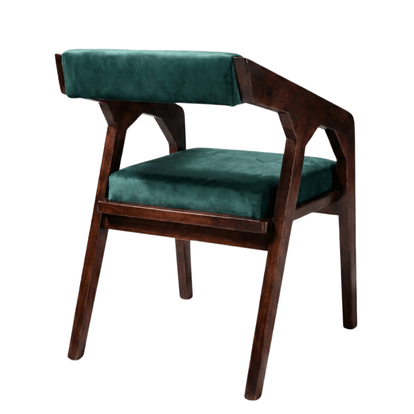 Noyer Solid Sheesham Wood Chair with Upholstered Fabric Seat and Backrest (Set of 2)
