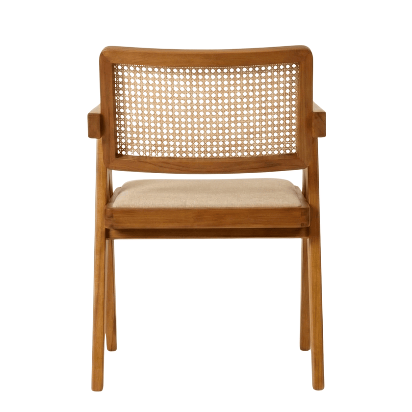 Mifflin Sheesham Wood Chair with Cane Backrest and Upholstered Seat (Set of 2)