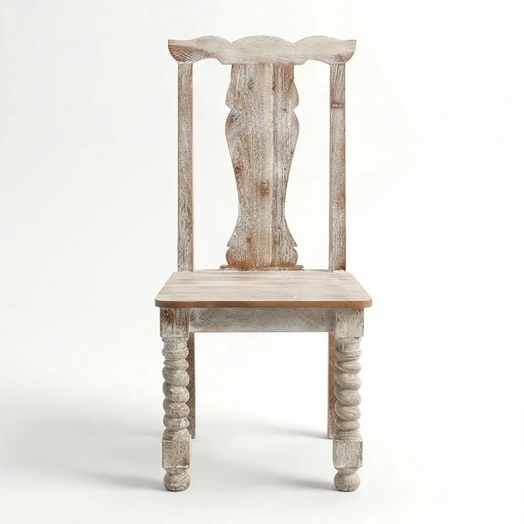 Mathilide Solid Wood Rustic Dining Set with Hand-Carved Chairs & Bench