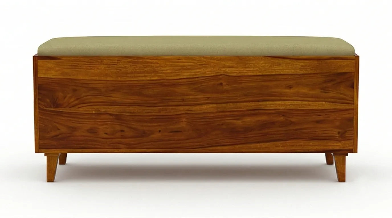 Solid Wood Shoe Rack Bench with Cushioned Seat