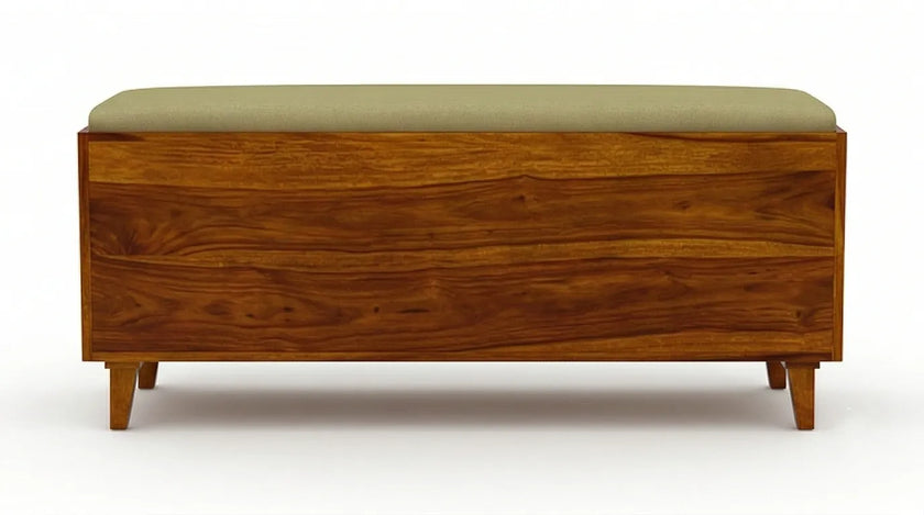 Solid Wood Shoe Rack Bench with Cushioned Seat