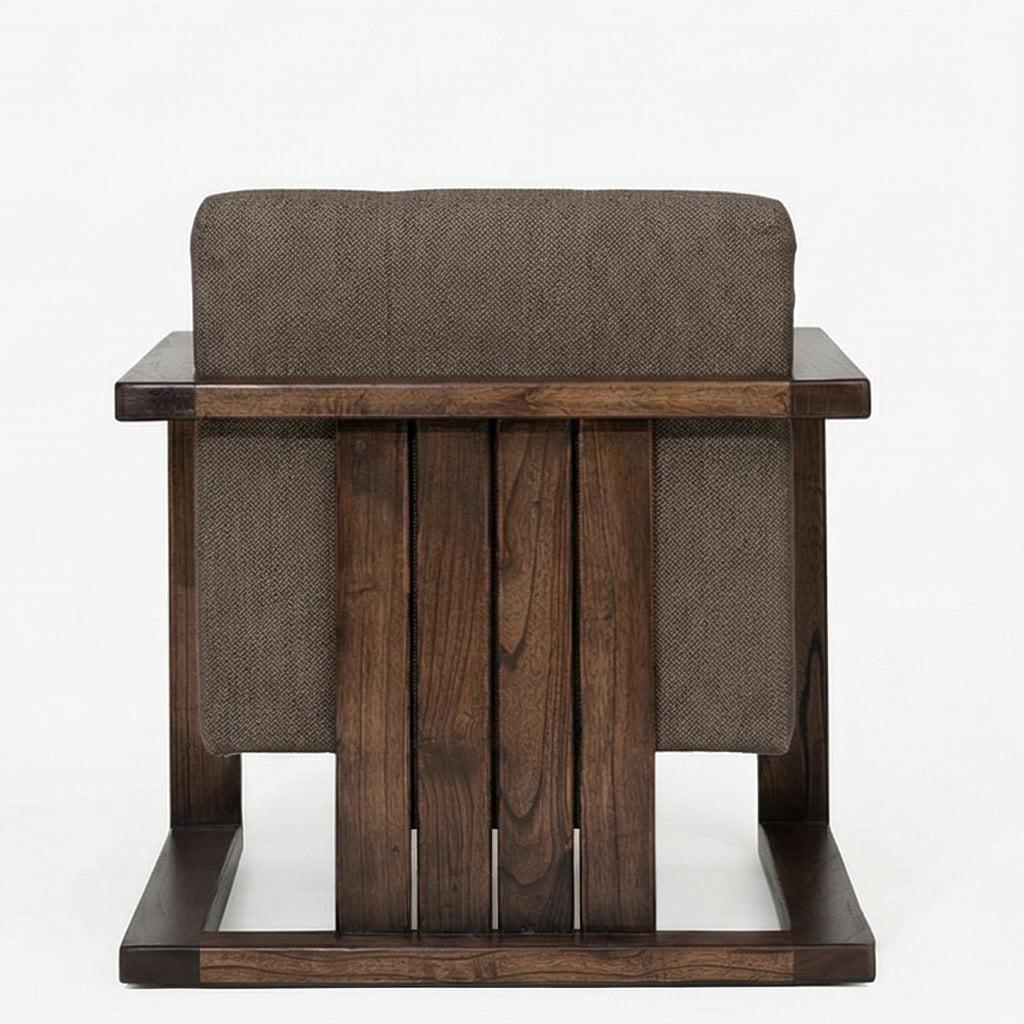 Solid Wood Box Frame Lounge Chair with Cushioned Seat