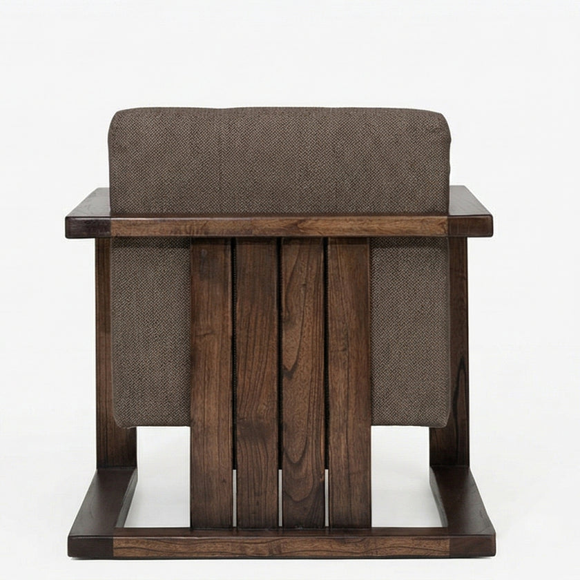 Solid Wood Box Frame Lounge Chair with Cushioned Seat