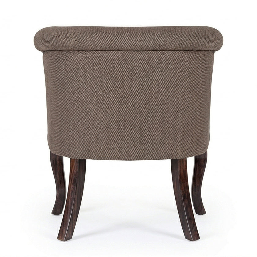 Classic Upholstered Accent Chair with Solid Wood Curved Legs