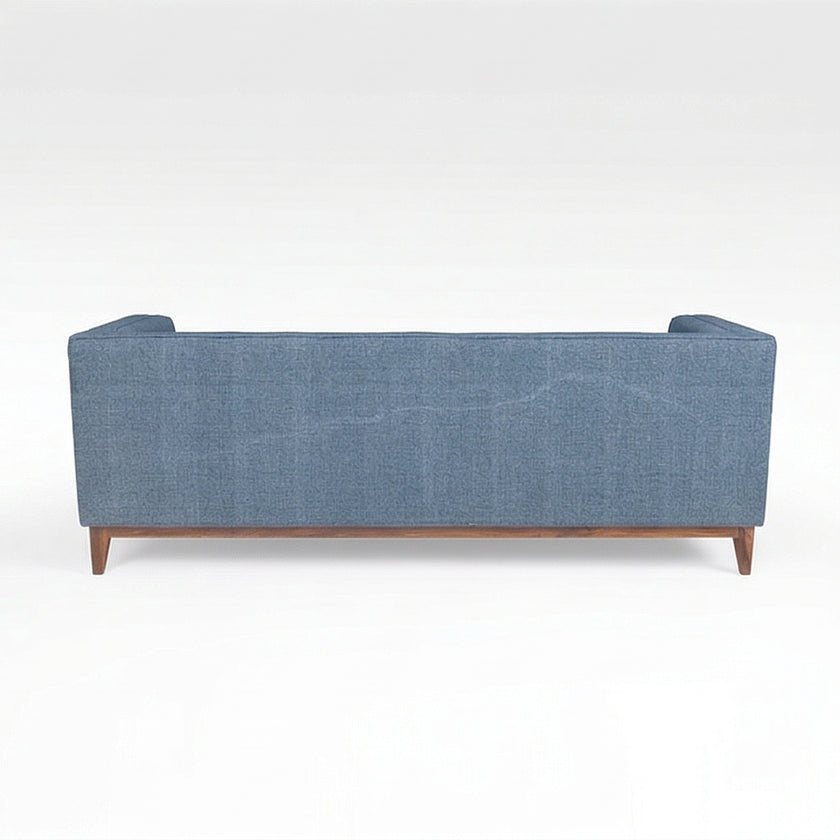 Solid Wood 3-Seater Sofa with Upholstered Fabric & Tufted Back