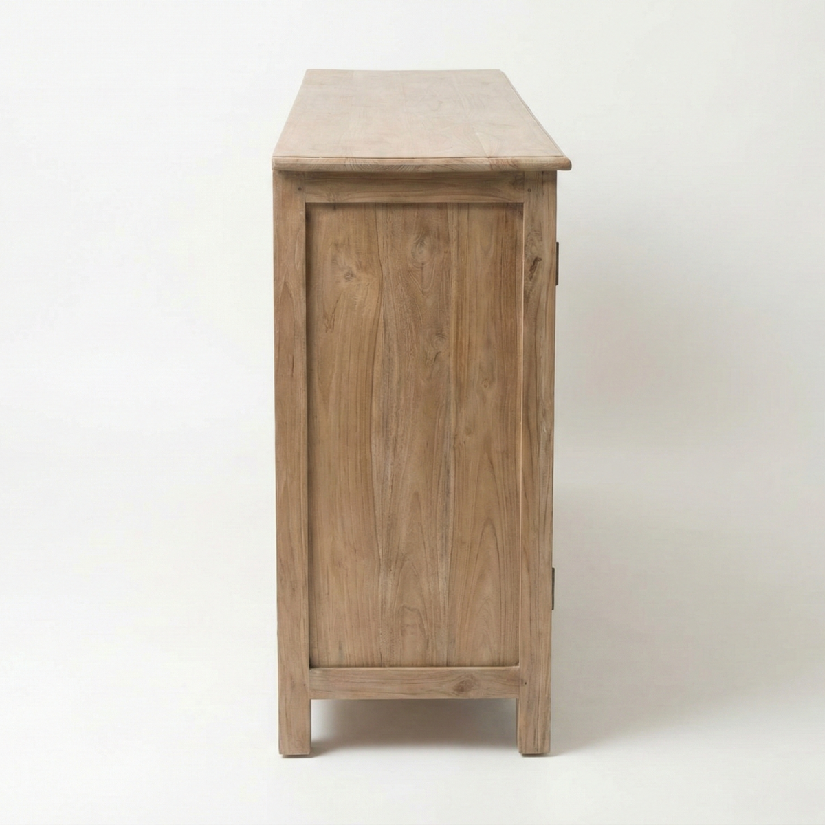 Meher Rustic Teak Wood 4 Door Carved Sideboard Cabinet
